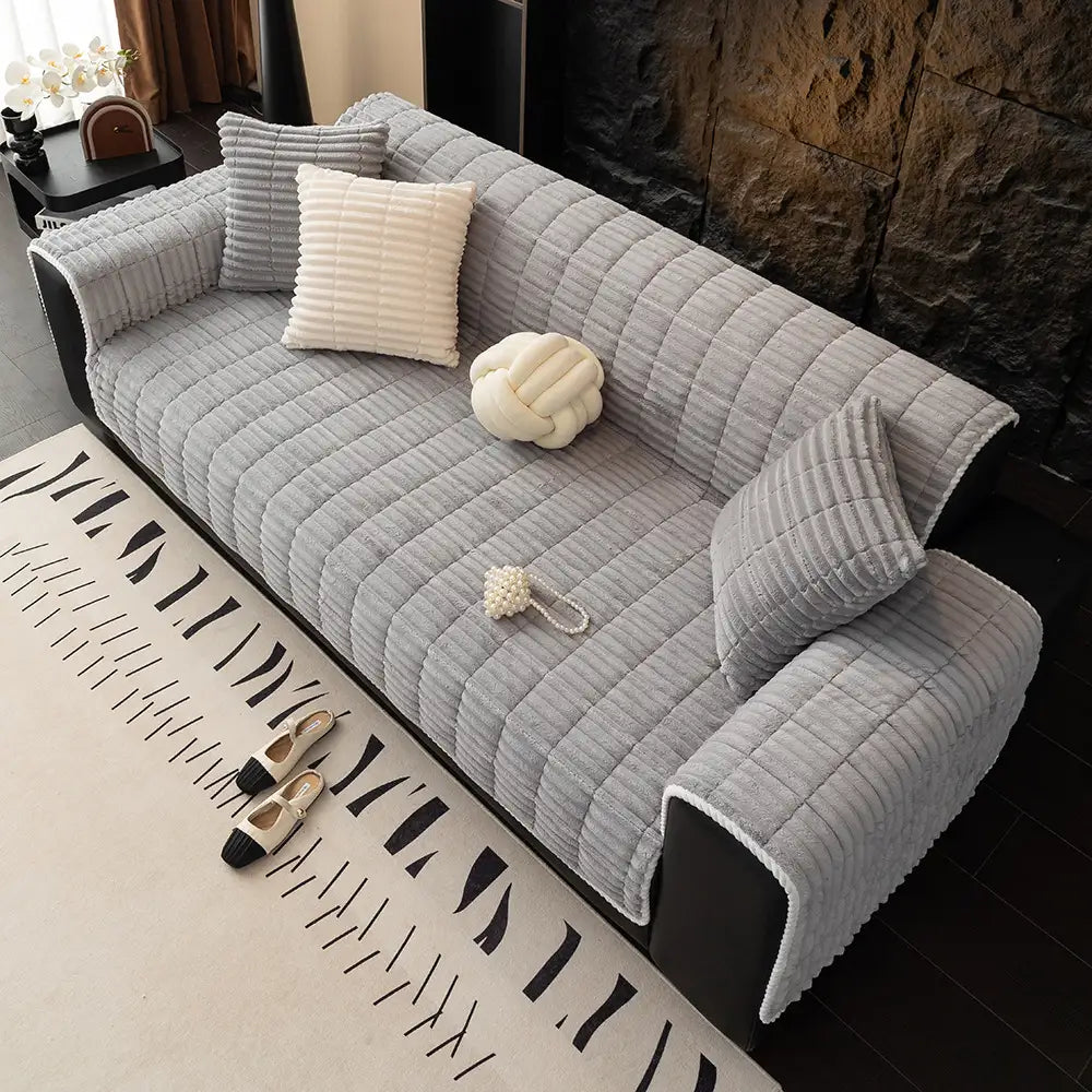 Einsitzer Bequemer Fleece Sofa Schutzhülle Rutschfeste Couchbezug