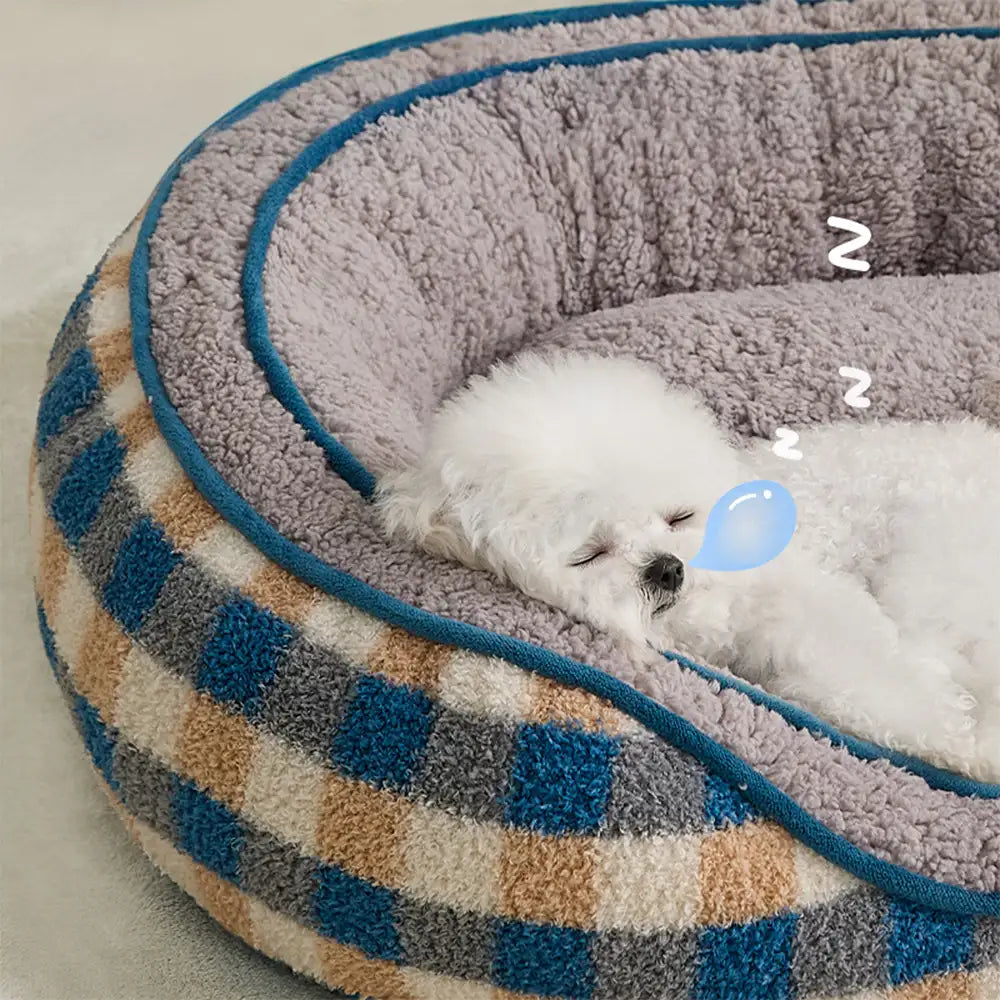 Ovaler Teddy-Velours-Hundebett mit großem Platz für bequemen Tiefschlaf im Donut-Stil