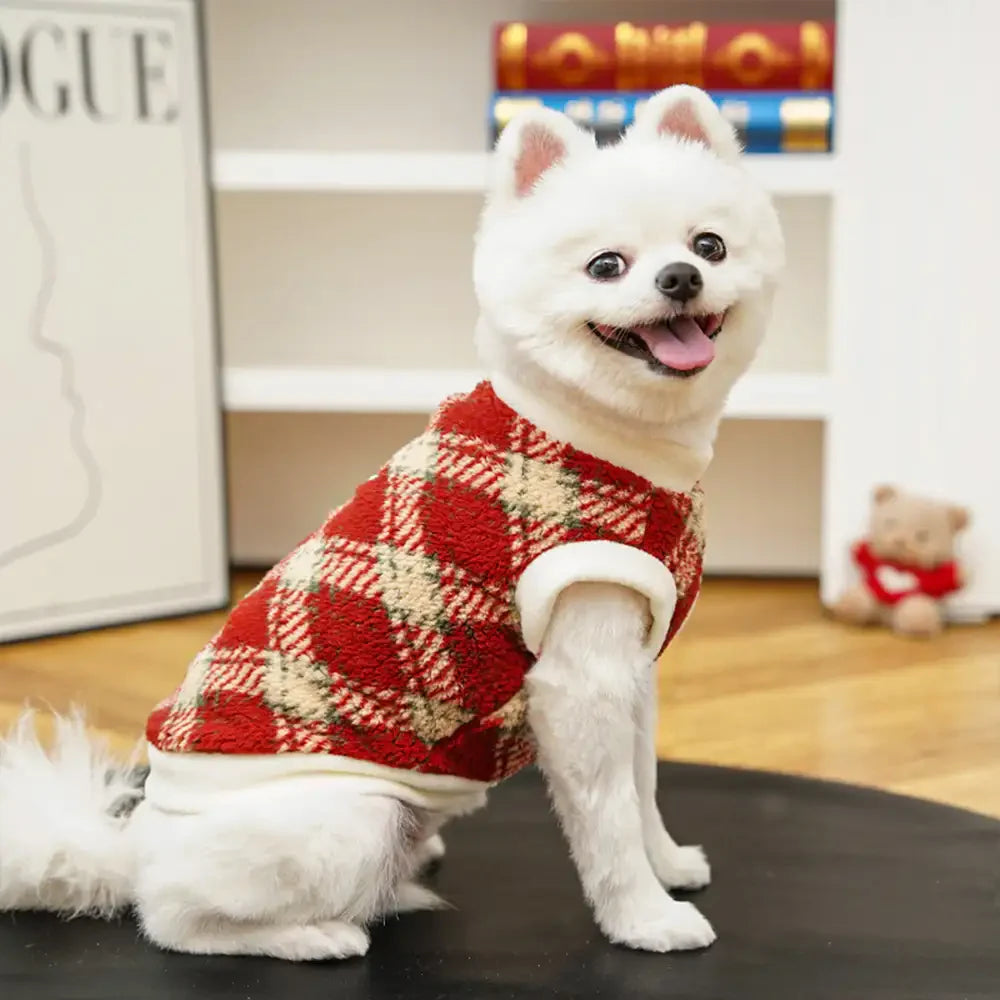 Kariert Bequem Warm Plüsch Hund Pullover Geeignet Für Alle Hunderassen