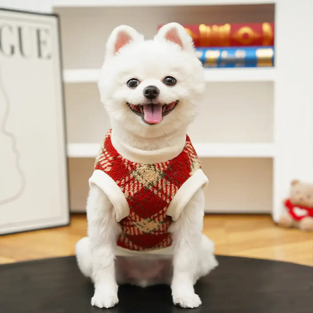 Kariert Bequem Warm Plüsch Hund Pullover Geeignet Für Alle Hunderassen
