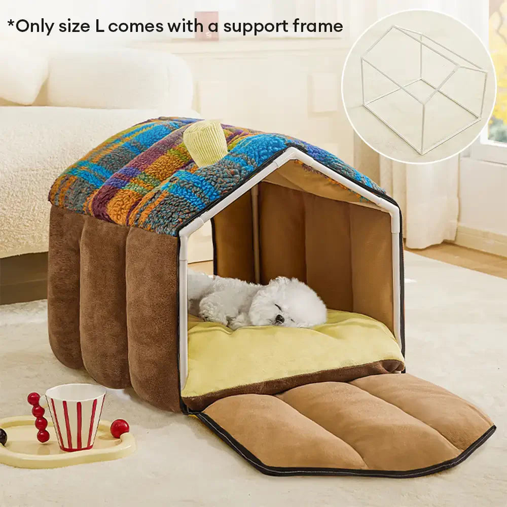 Plaid Retro Gemütlicher Höhlenstil Warmer Tiefer Schlaf Hund- und Katzenbett - Retro Haus