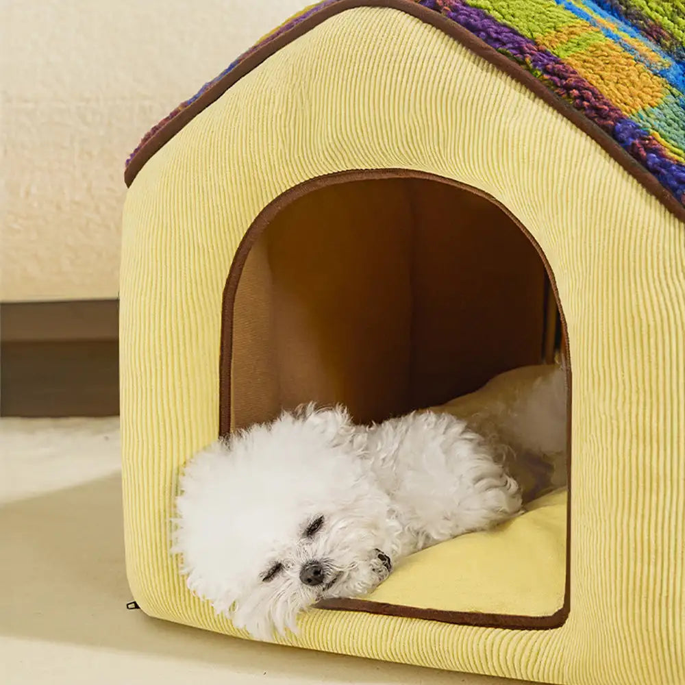 Plaid Retro Gemütlicher Höhlenstil Warmer Tiefer Schlaf Hund- und Katzenbett - Retro Haus