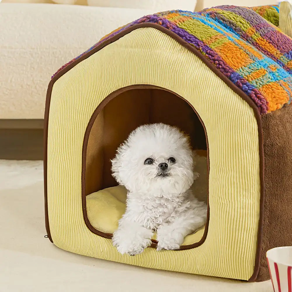 Plaid Retro Gemütlicher Höhlenstil Warmer Tiefer Schlaf Hund- und Katzenbett - Retro Haus