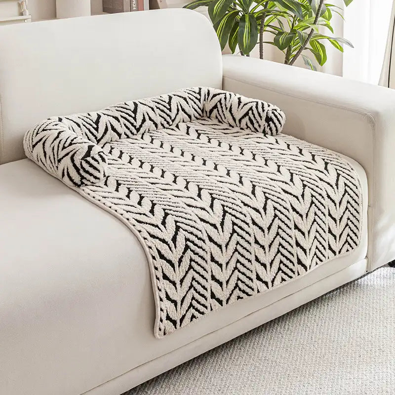 Plüschblatt-Jacquard rutschfeste Haustiermatte Haustierbett