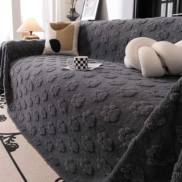 Plüsch Sofaschoner mit Pfotenmuster
