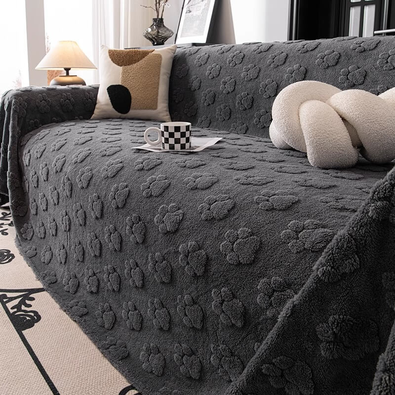 Plüsch Sofaschoner mit Pfotenmuster