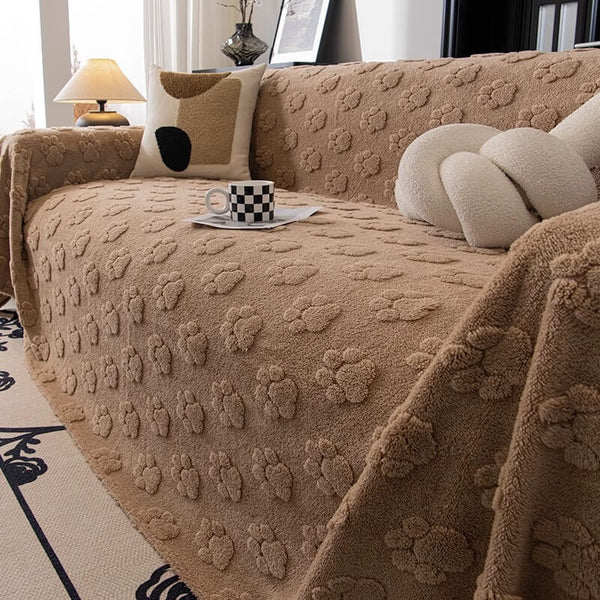 Plüsch Sofaschoner mit Pfotenmuster