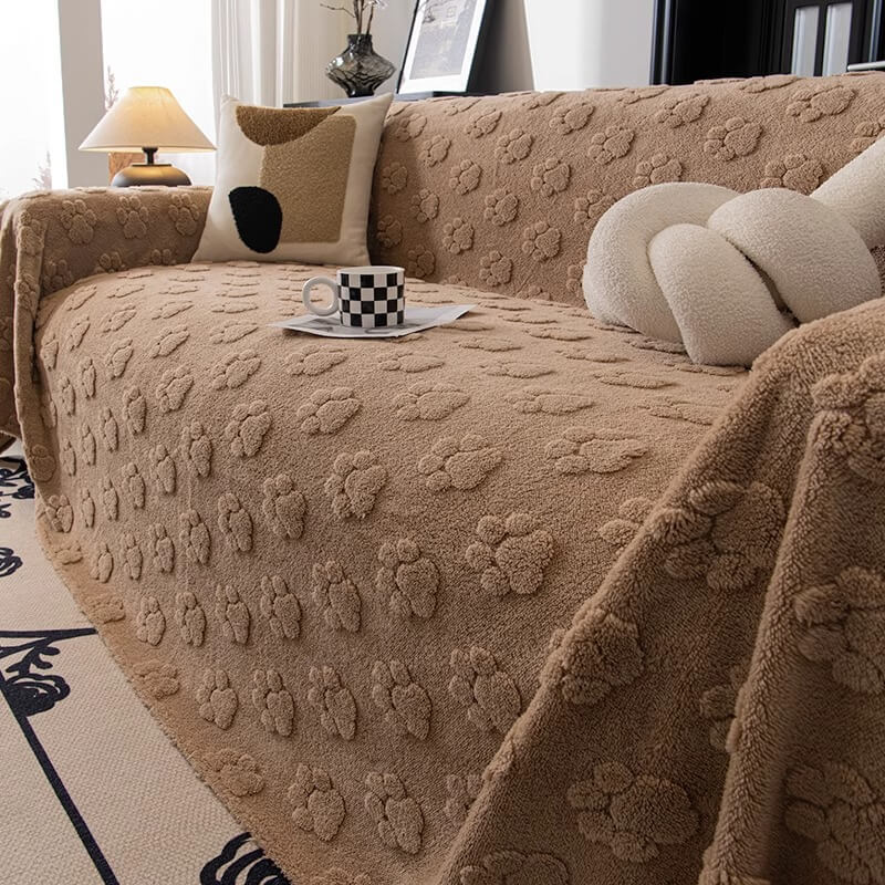 Plüsch Sofaschoner mit Pfotenmuster