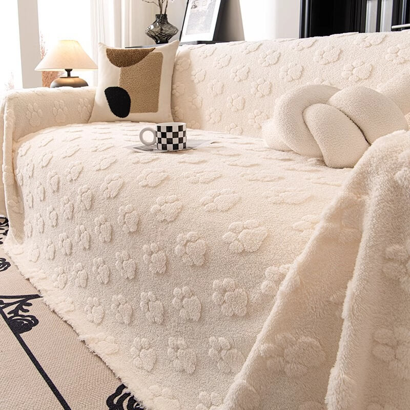 Plüsch Sofaschoner mit Pfotenmuster