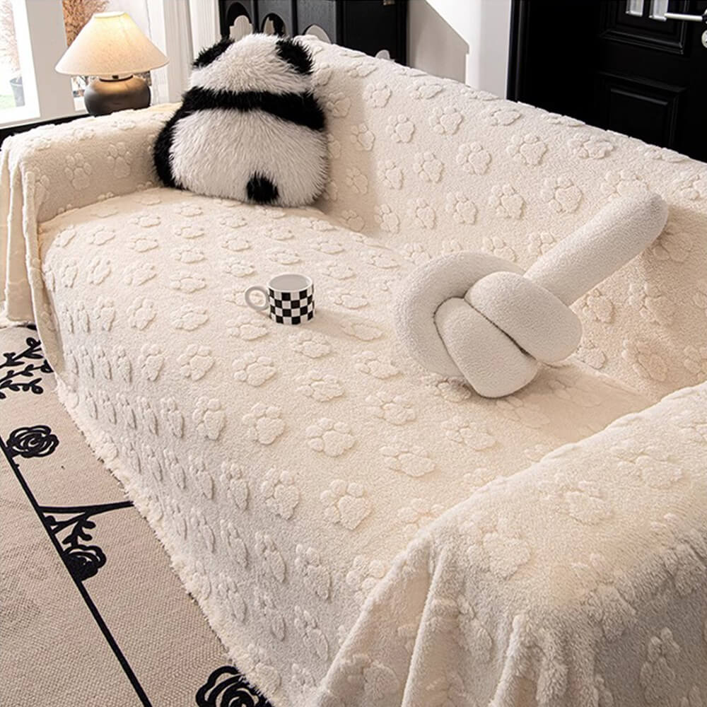 Plüsch Sofaschoner mit Pfotenmuster