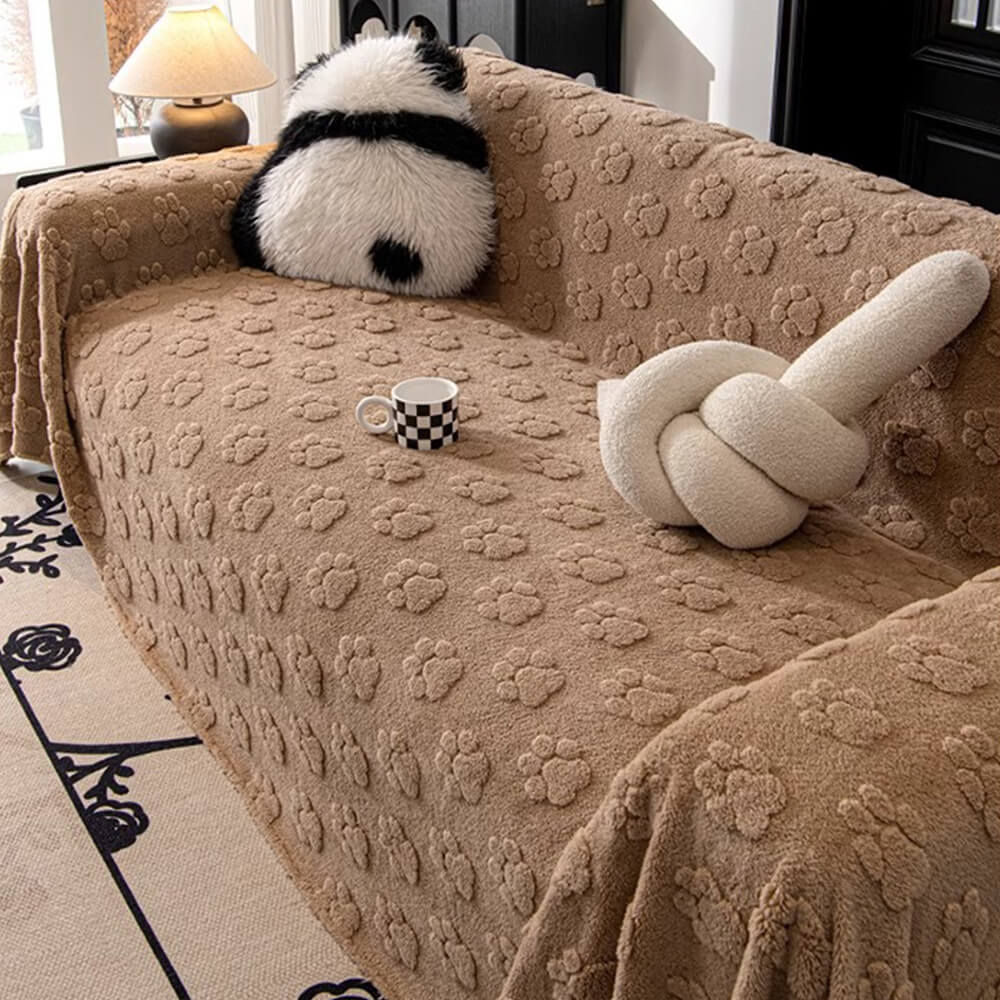 Plüsch Sofaschoner mit Pfotenmuster