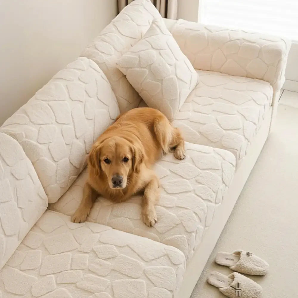 Plüsch Steinförmiger Kreativer Textur Dehnbarer Universeller Komplettbezug für Sofa