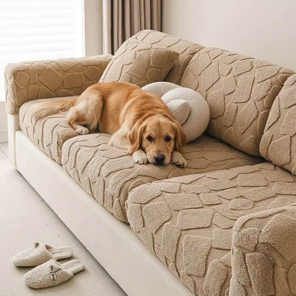 Plüsch Steinförmiger Kreativer Textur Dehnbarer Universeller Komplettbezug für Sofa