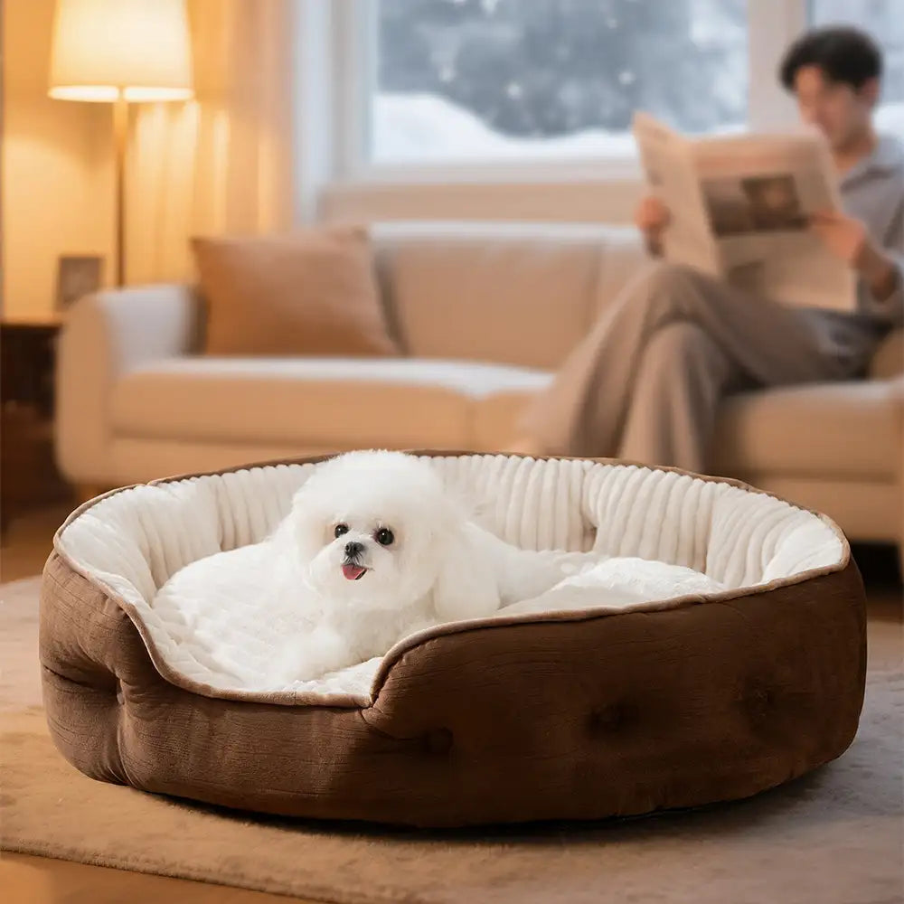 Plüsch Warm Bequem Rund Tiefschlaf Hundebett