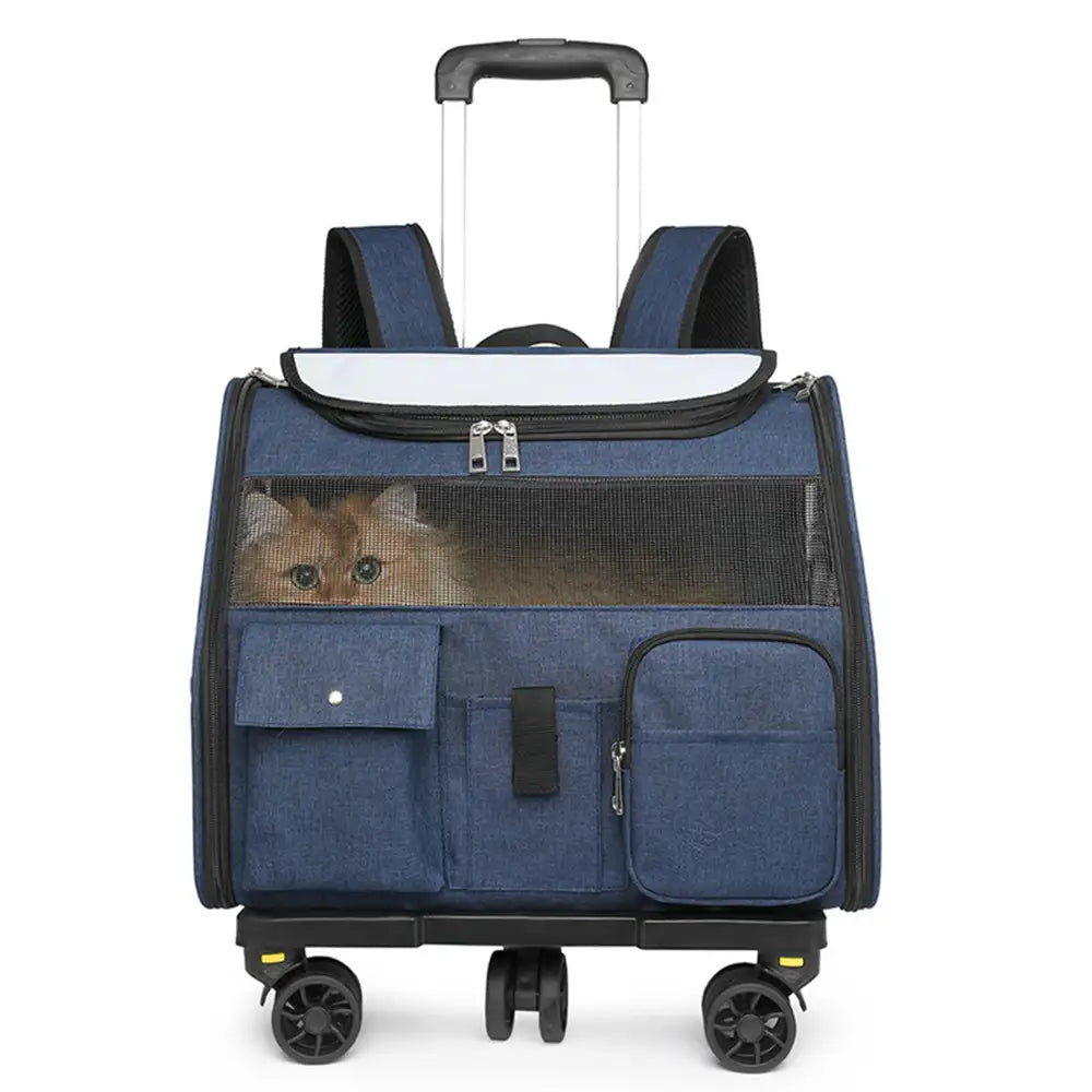 Tragbarer rollender Haustier-Rucksackträger mit abnehmbarem Trolley