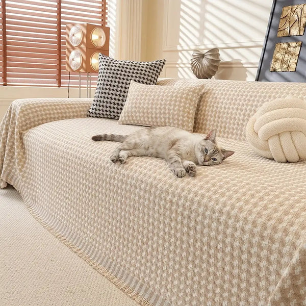 Puzzle Texturiertes Chenille Scratch-Resistentes Sofa Großes Decken-Couchbezug