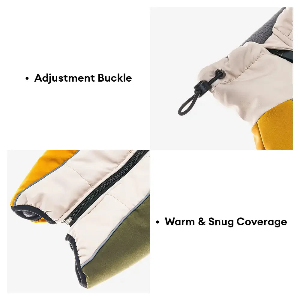 Retro-Farbenblock-Fleecegefütterter warmer Hundemantel mit Leinenverschluss