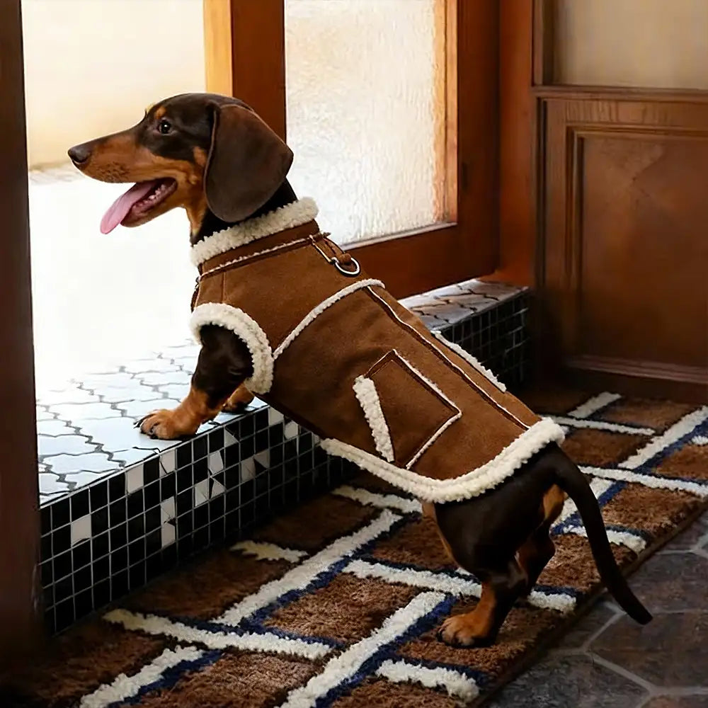 Retro Wildleder Dackel Hundeweste