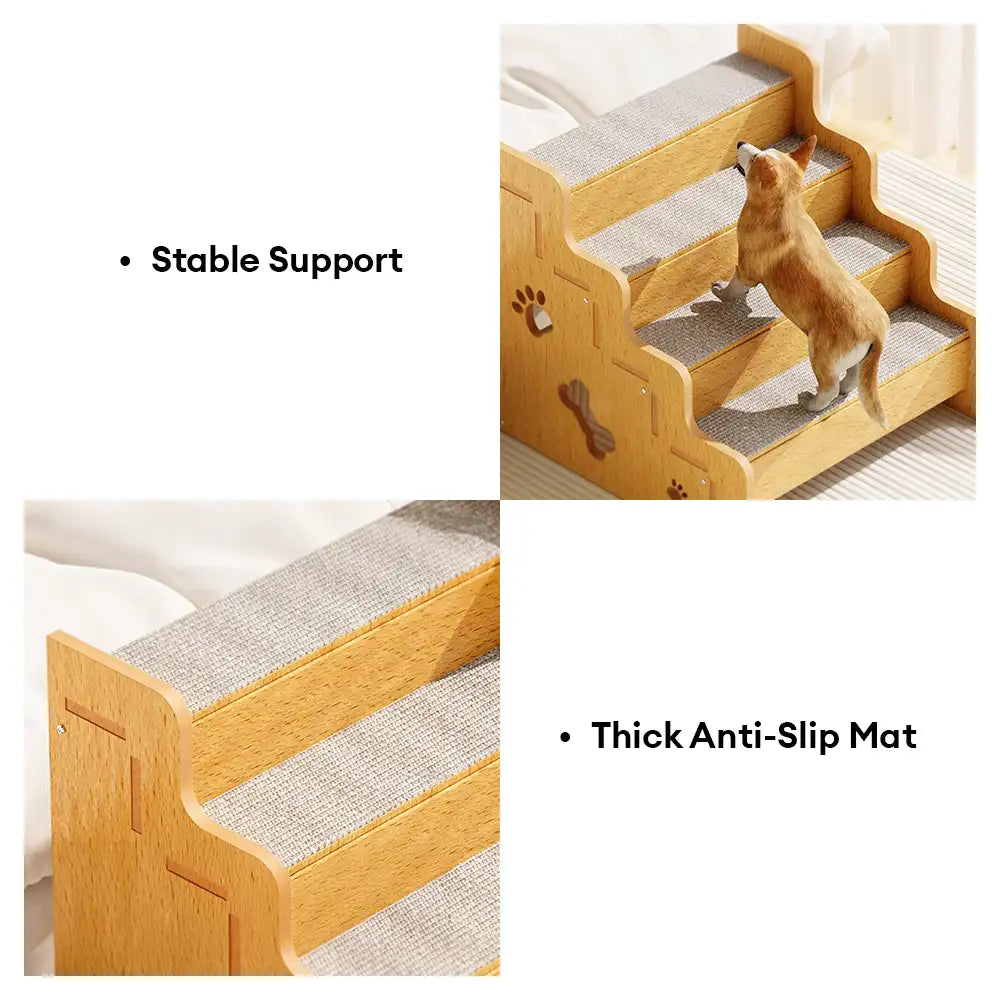 Sichere robuste Holz-Hunde-Rampe Treppe rutschfest