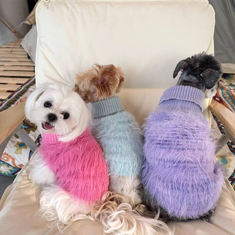 Weicher Flauschiger Modischer Luxuriöser Rollkragenpullover für Hunde