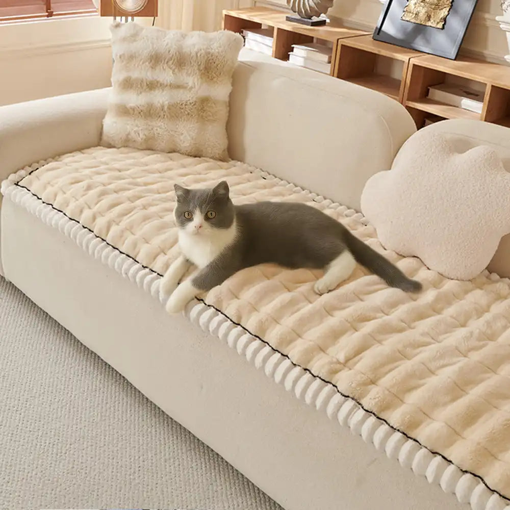 Einfärbiges Flauschiges Sofa-Dekor Verdickte Couchbezug