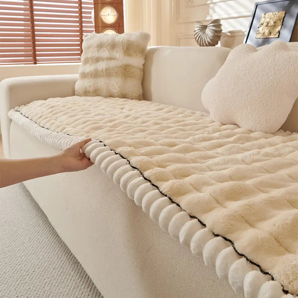 Einfärbiges Flauschiges Sofa-Dekor Verdickte Couchbezug