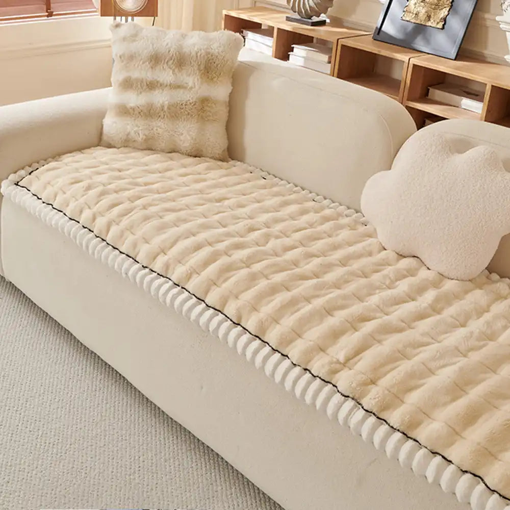 Einfärbiges Flauschiges Sofa-Dekor Verdickte Couchbezug