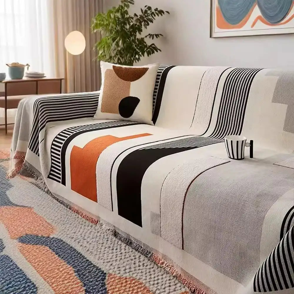 Stripe Art Kratzfester Chenille Multifunktions-Sofa-Schutzbezug Couchdecke