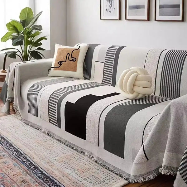 Stripe Art Kratzfester Chenille Multifunktions-Sofa-Schutzbezug Couchdecke