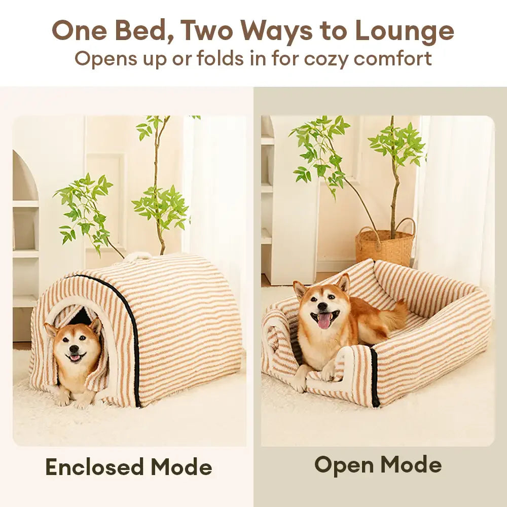 Gestreifter Höhlenstil warmer, tiefer Schlafsnug Katzenhöhle Hundehütte