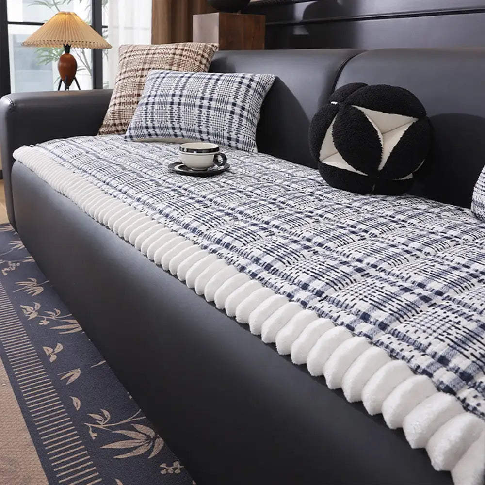 Gestreifter Corduroy Sofa Kratzfeste Schutzhülle Rutschfeste Couchbezug