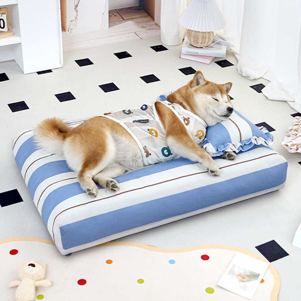 Gestreiftes Baumwoll-Dick gepolstertes und weiches Hundekissenbett