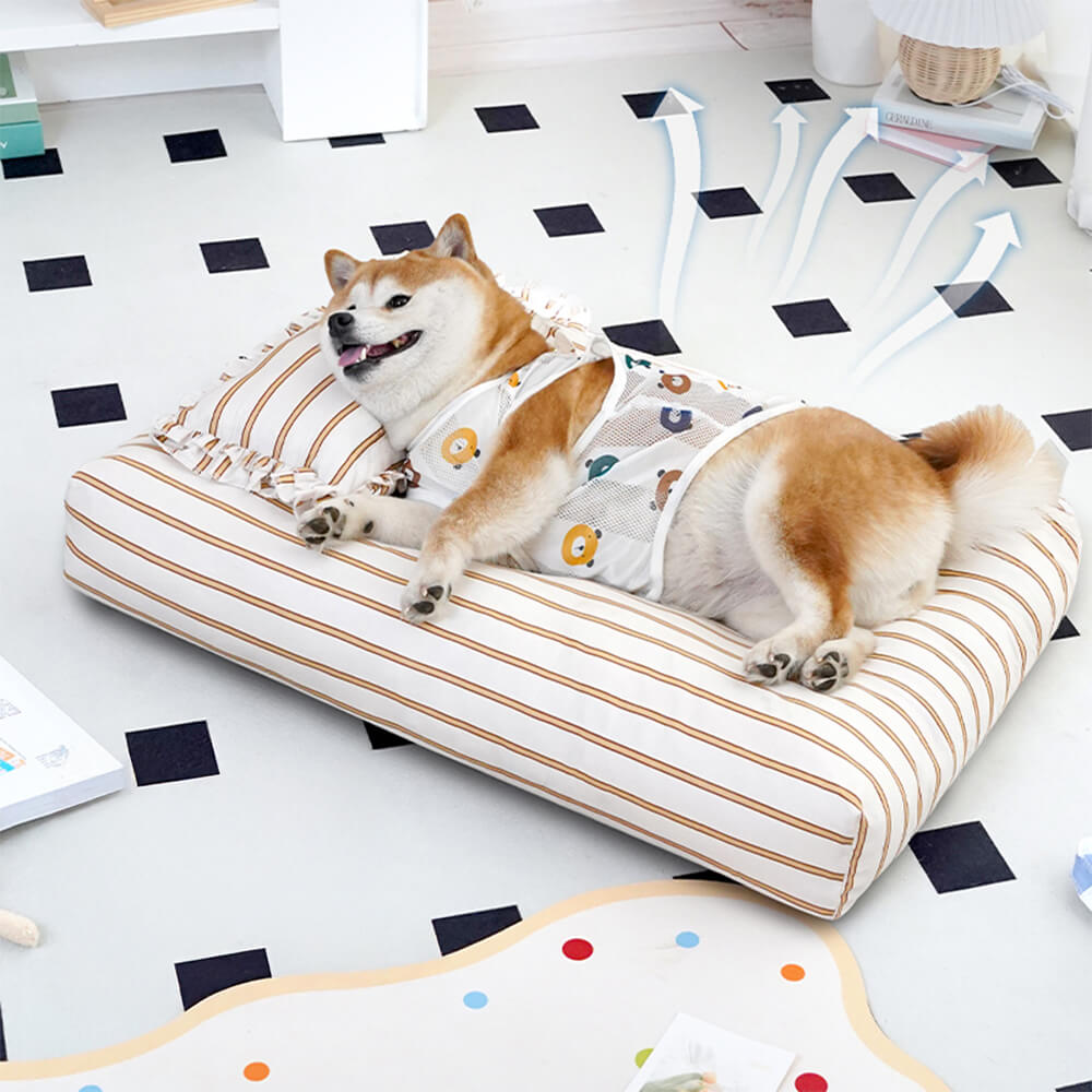 Gestreiftes Baumwoll-Dick gepolstertes und weiches Hundekissenbett