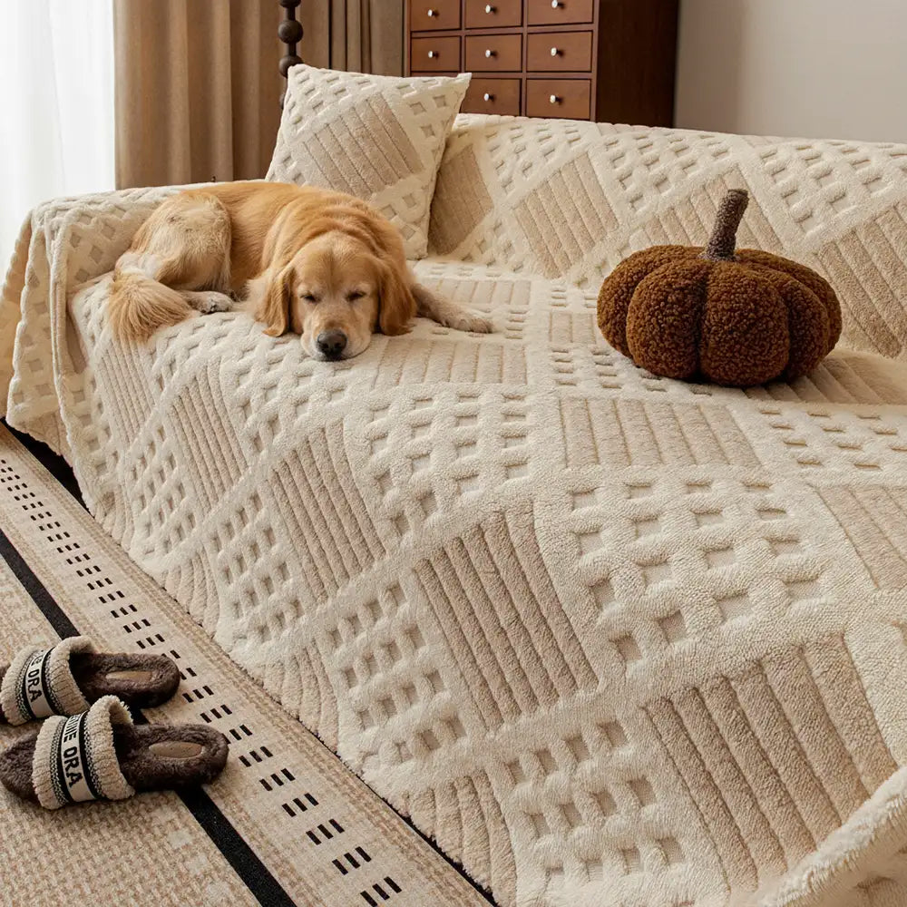 Verdickter Plüsch-Diamond-Jacquard-Sofa-Kratzerfester Couchbezug