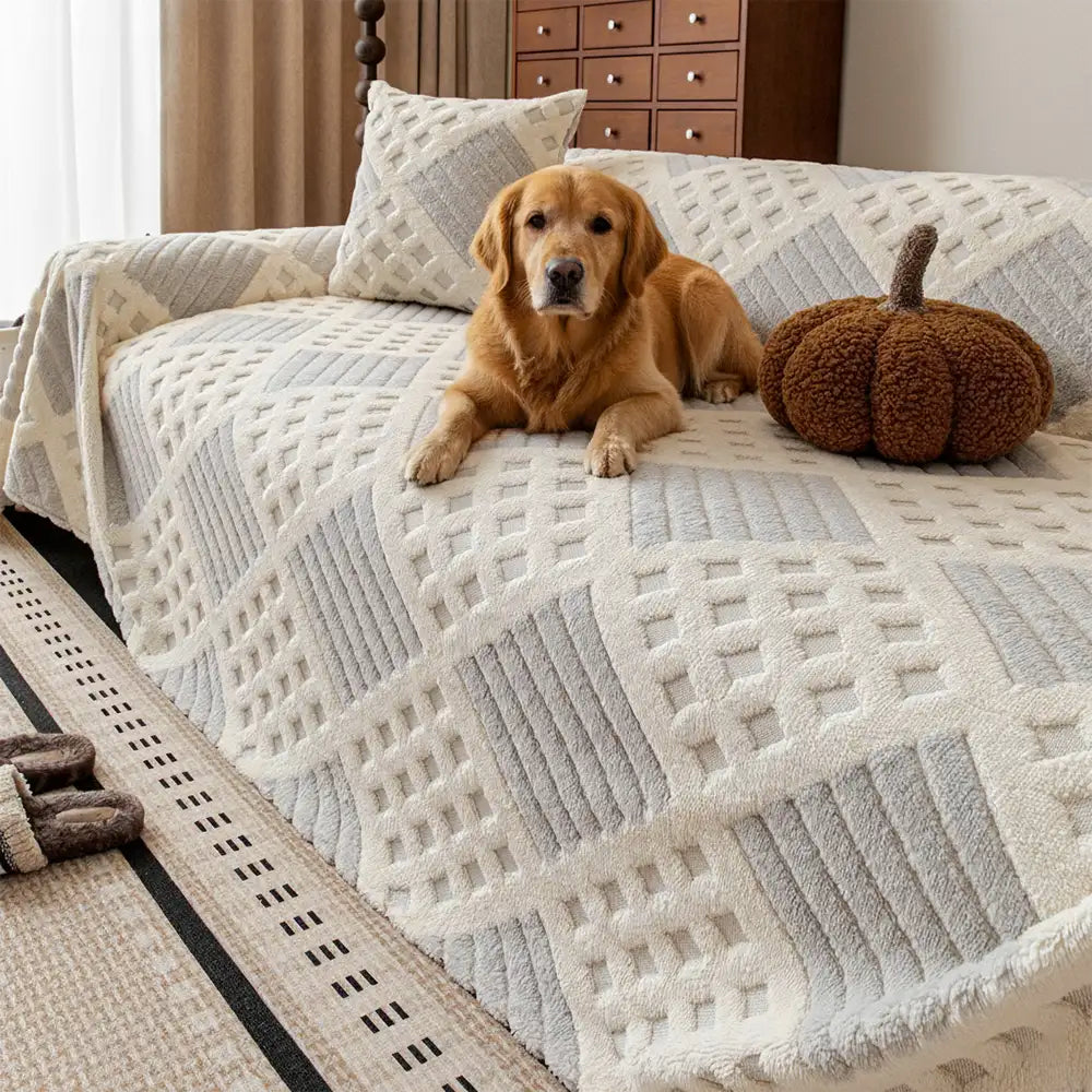 Verdickter Plüsch-Diamond-Jacquard-Sofa-Kratzerfester Couchbezug