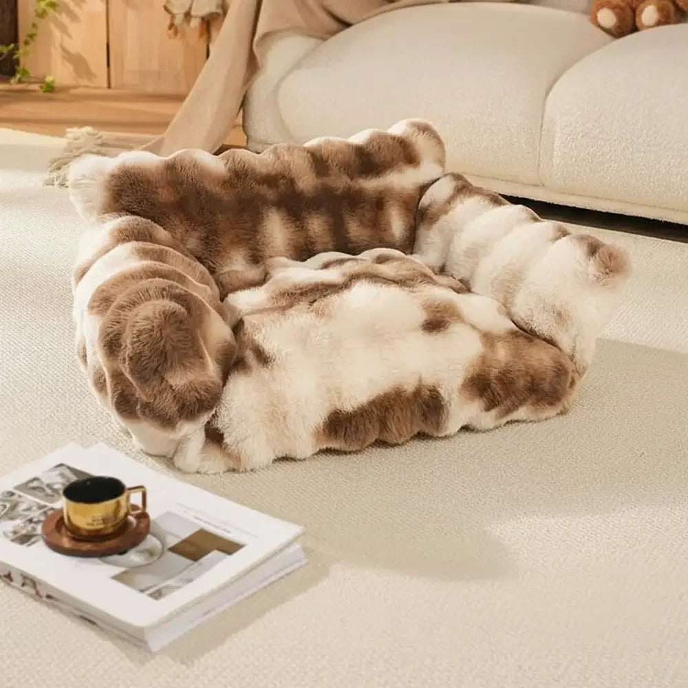 Tie-Dye-Farbiger, flauschiger, bequemer Sofa-Bett für Hunde und Katzen