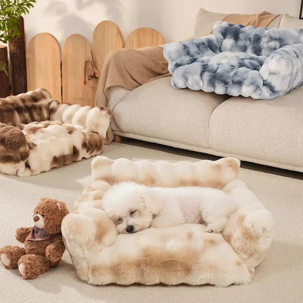 Tie-Dye-Farbiger, flauschiger, bequemer Sofa-Bett für Hunde und Katzen