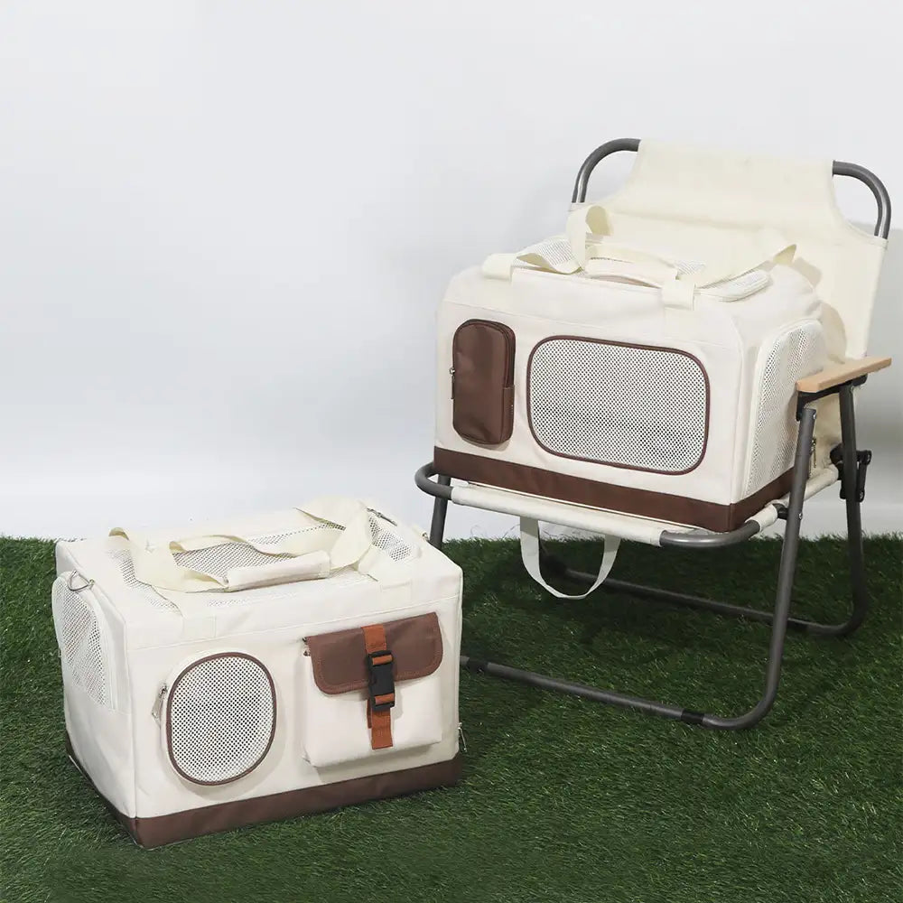 Reise-Tragetasche für Katzen, doppellagig, faltbar, mit abnehmbarem Trolley
