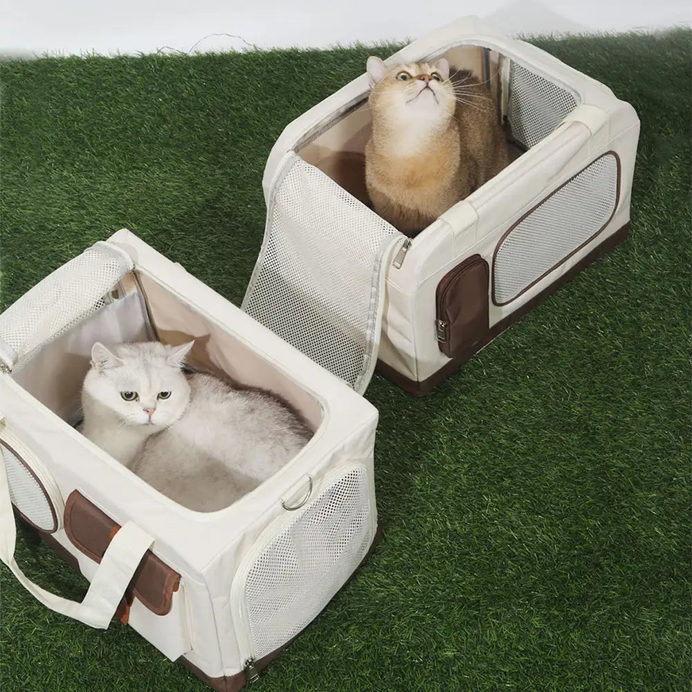 Reise-Tragetasche für Katzen, doppellagig, faltbar, mit abnehmbarem Trolley