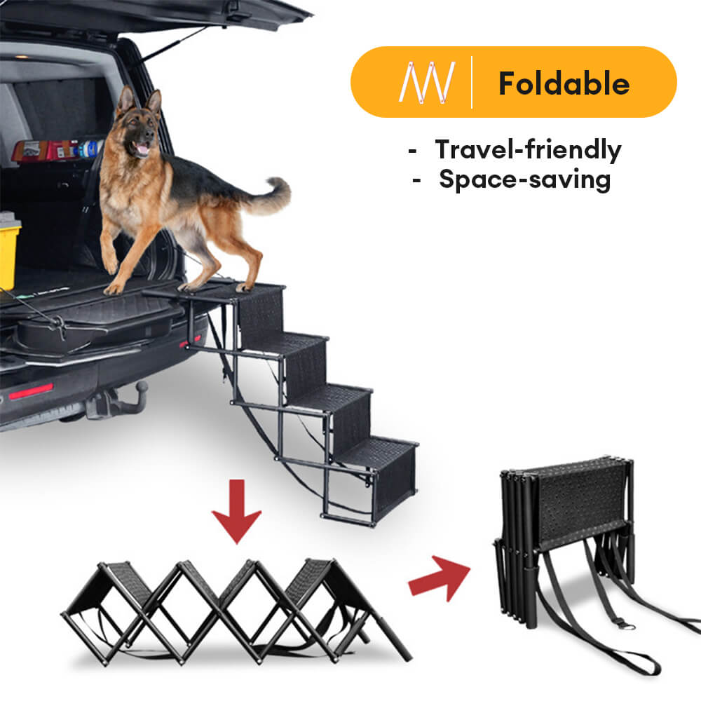 Reise Tragbar Faltbar 4-Stufen Rutschfeste Hund Auto Treppe