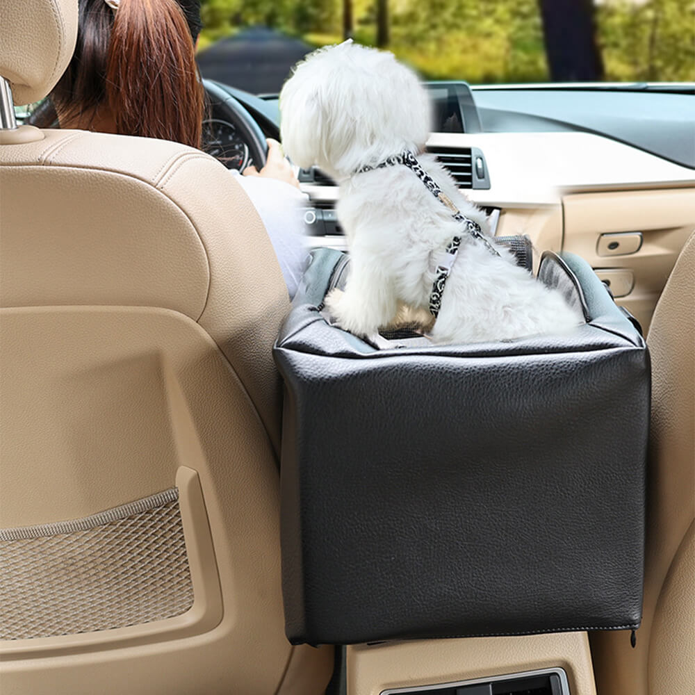 Erhöhter abnehmbarer Autositz für kleine Hunde Sichere Reise auf der Mittelkonsole