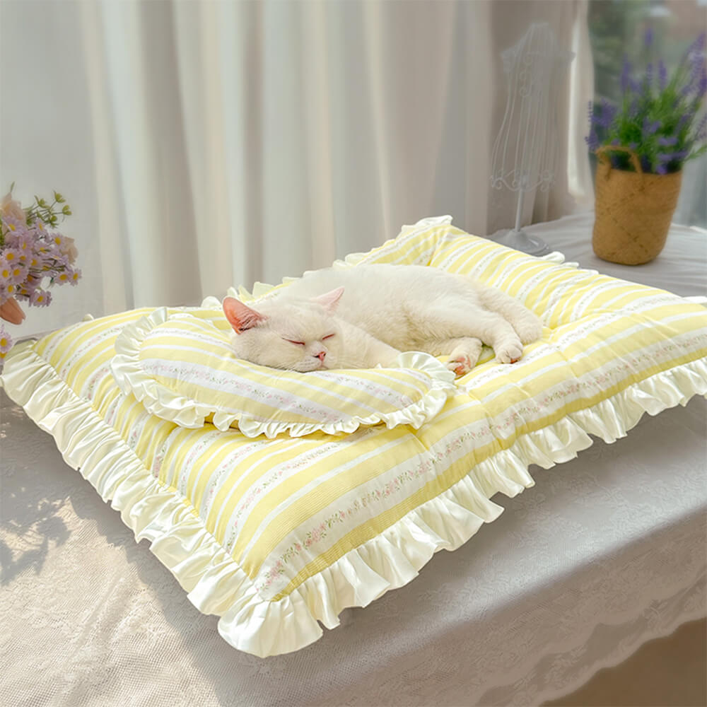 Vintage Floral Patchwork Rüschen Hund & Katze Matte passende Kissen