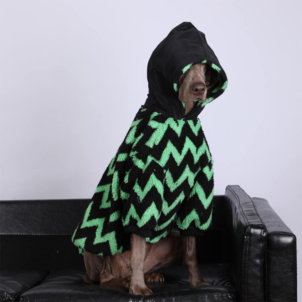 Vintage Leisure Quadratisch Gestreifter Warmer Hundehoodie