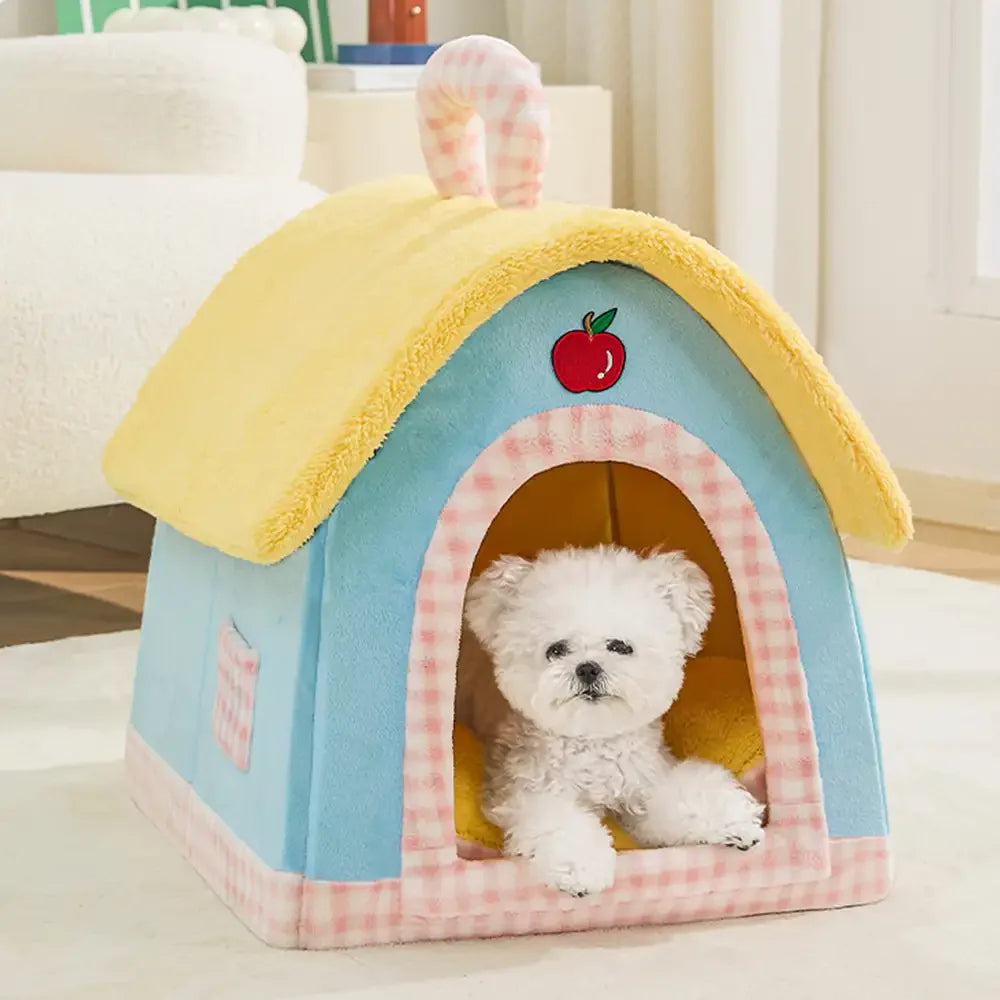 Vintage Plaid Gemütliche Plüsch Warme Faltbare Katzengrotte Hundehütte