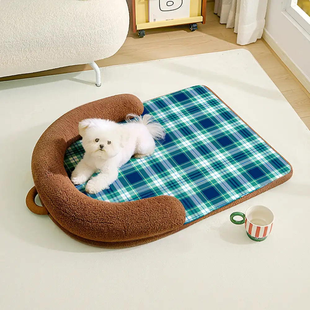 Vintage Karomuster Rückenstütze Großes Hundebett Kissen Hundebett