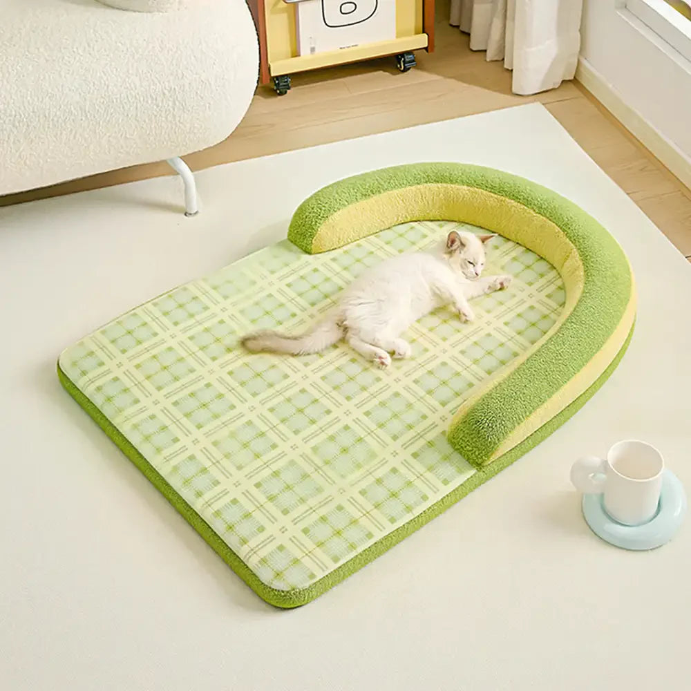 Vintage Karomuster Rückenstütze Großes Hundebett Kissen Hundebett