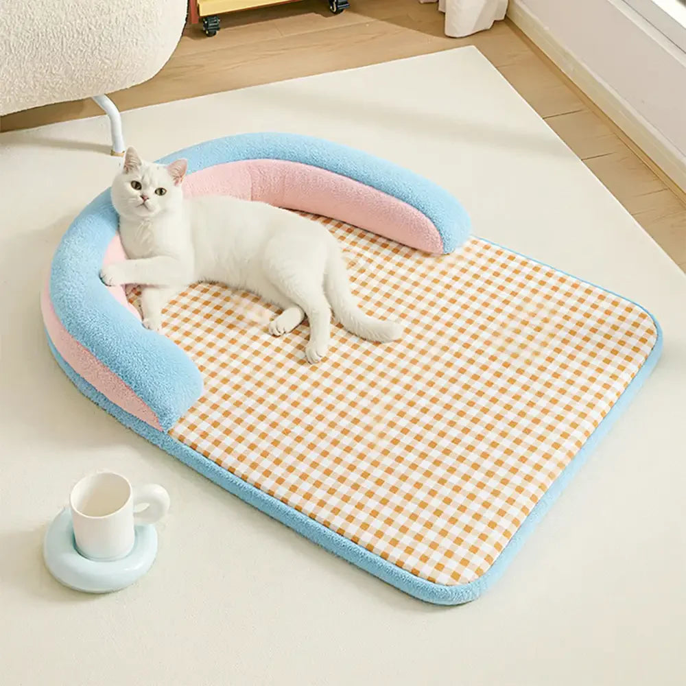 Vintage Karomuster Rückenstütze Großes Hundebett Kissen Hundebett