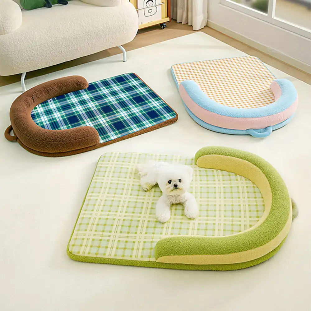 Vintage Karomuster Rückenstütze Großes Hundebett Kissen Hundebett