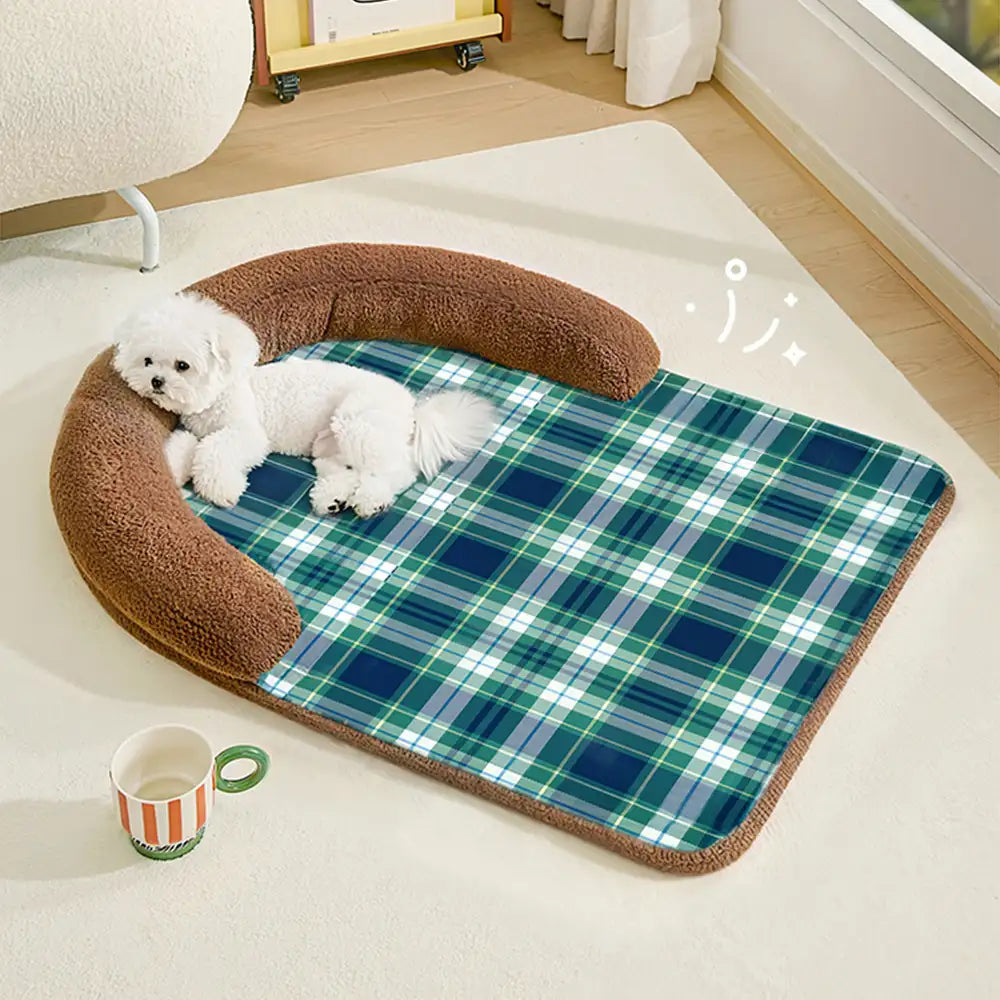 Vintage Karomuster Rückenstütze Großes Hundebett Kissen Hundebett