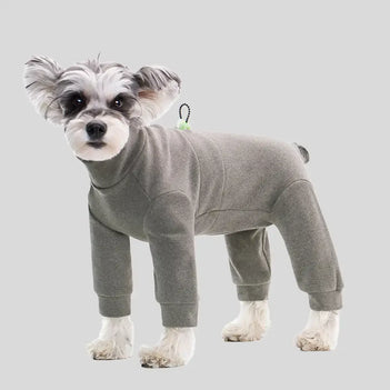 Warmes weiches Fleece-Hochkragen-Einteiler für vierbeinige Hunde mit verstellbarem Bund